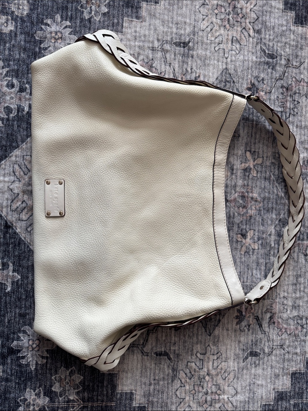 kate spade Cream Leather Shoulder Bag with Braided Strap